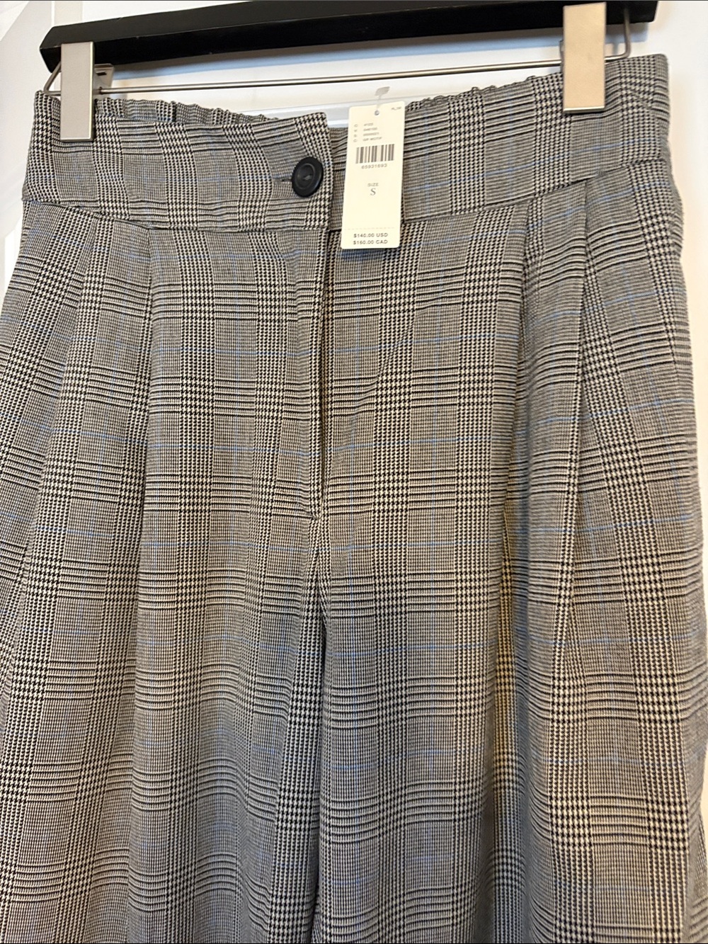 BNWT Anthropologie Gray Plaid Wide Leg Pants